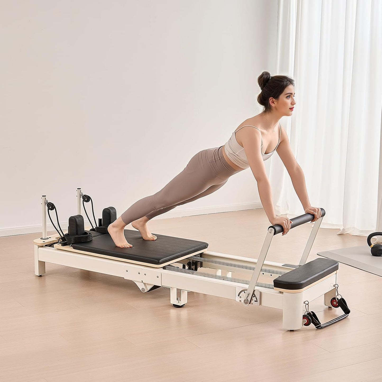 VEVOR Pilates Reformer, Reformer Pilates Machine with Cadillac Trapeze Table or Tower & Mat, Pilates Equipment for Home Workout and Studio, Includes Jump Board，Sitting Box