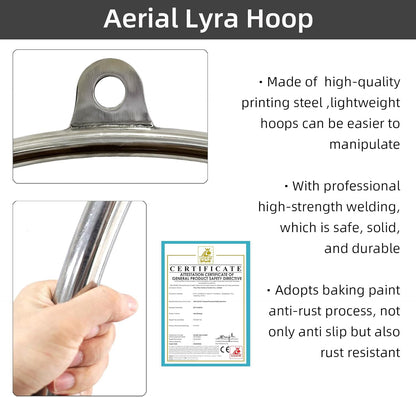 PRIOR FITNESS Aerial Lyra Hoop Set for Adults Suspension Professional Ring Fitness Stainless Steel Single Point Aerial Hoop Equipment Kit(Tube Dia:25mm and 32mm)