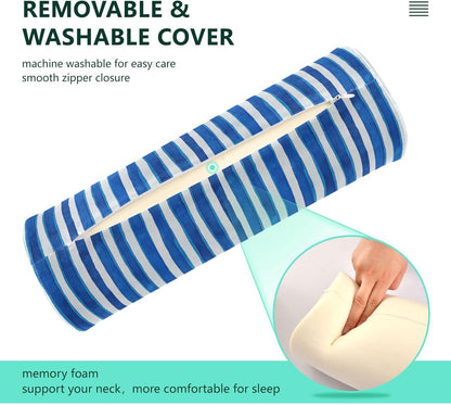 Yoga Bolster Pillow Round Neck Roll Pillow Bed Round Pillow for Baby Cylinder Decorative Pillow Bolster Pillow Covers with Zipper Gold Stripe