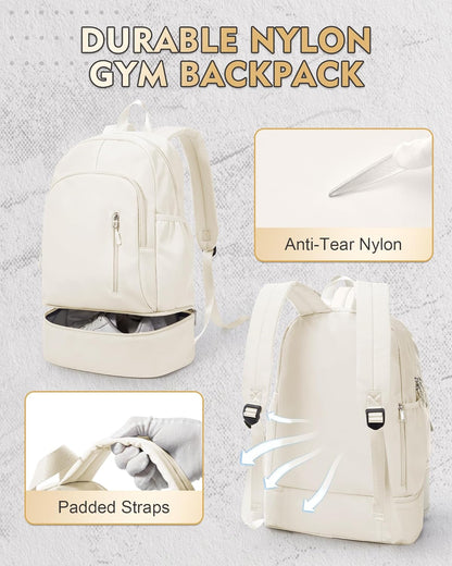 Gym Backpack for Women Men,Cheer bag,Lightweight Gym Bag with Shoe Compartment, Waterproof Sports Backpack with Wet Pocket, Black