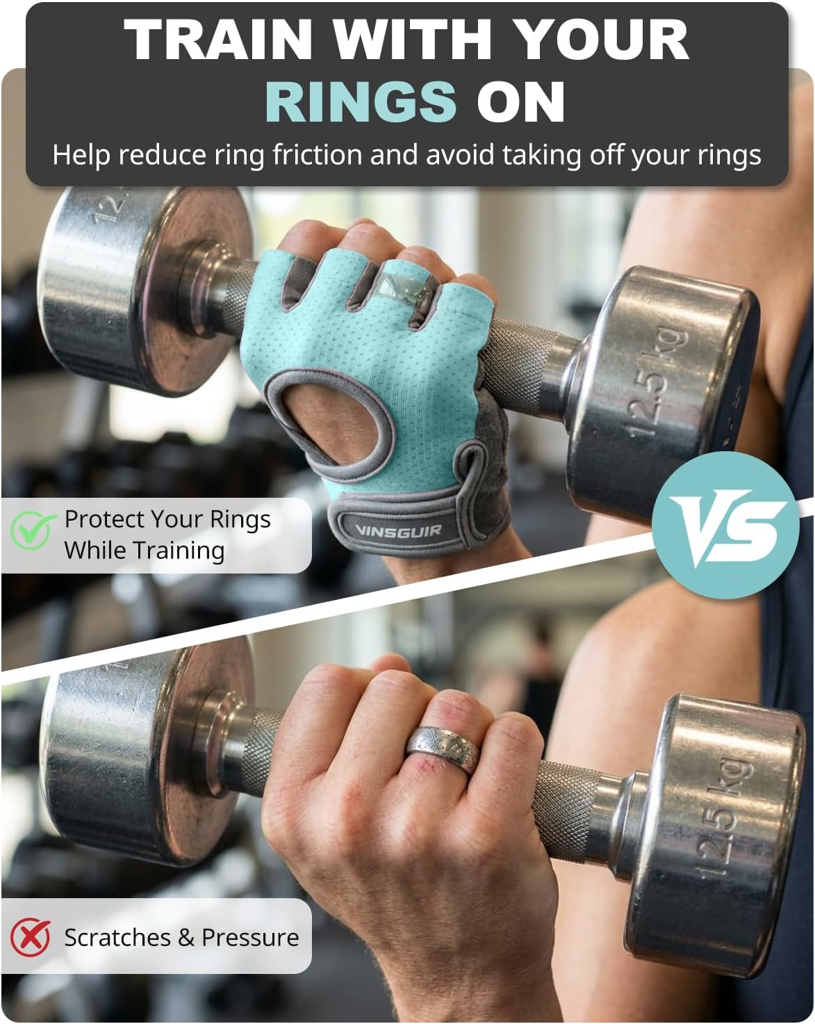 VINSGUIR Workout Gloves for Women and Men, Breathable Weight Lifting Gloves for Gym Exercise, Fitness, Training, and Cycling, with Excellent Grip and Cushion Pads