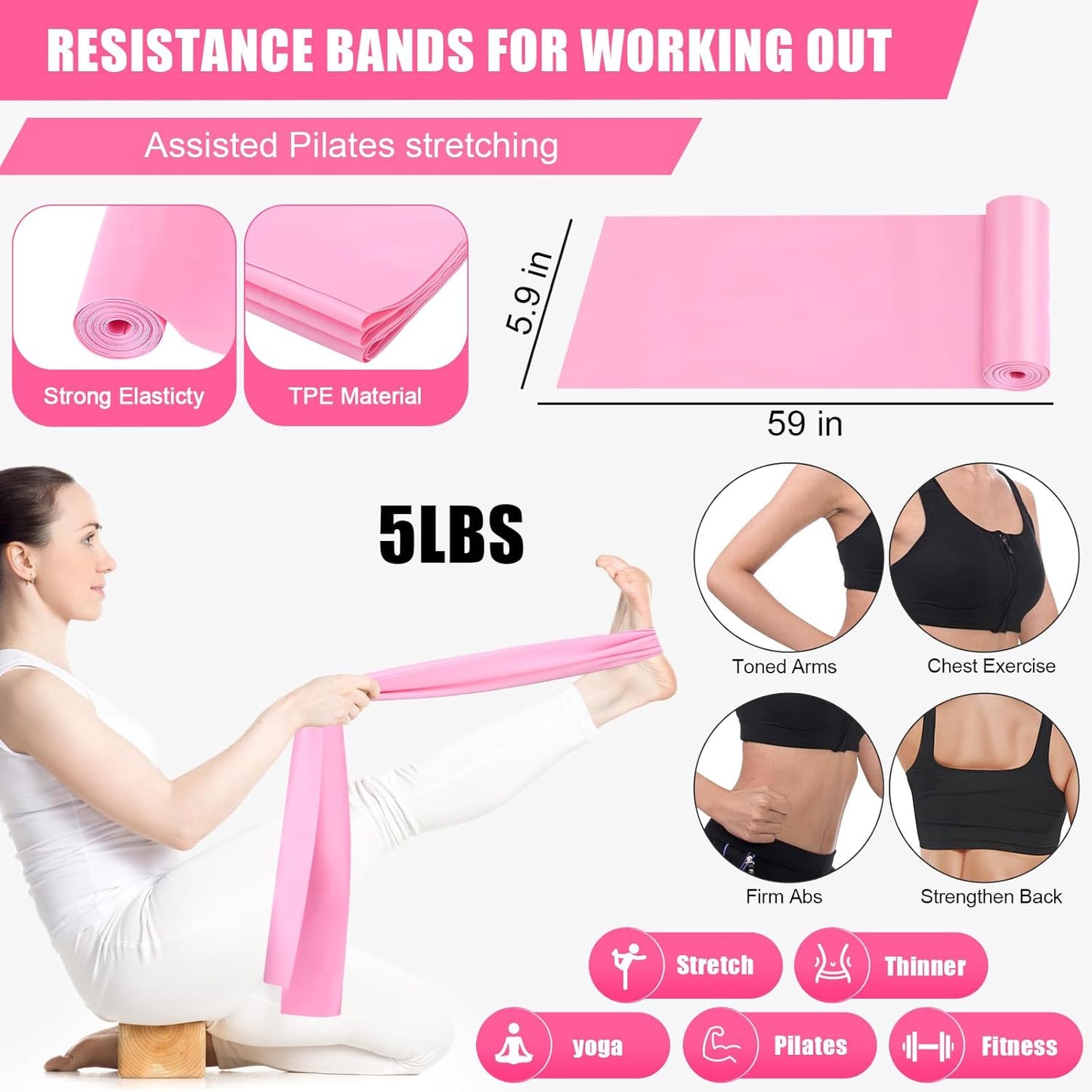 Silipull 10 Pcs Pilates Ring Blocks Set for Women Home Yoga Equipment Accessories Pilates Ring Circle and Ball Workouts Gift Include Ball Yoga Circle Resistance Bands Block Straps Gym Bag