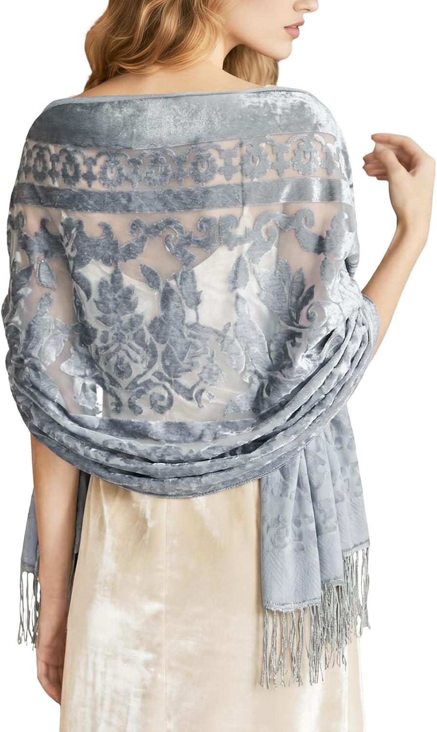 E-Clover Lace Shawl Velvet Scarfs Shawls and Wraps for Evening Dresses Wedding Shawl Wraps for Dress Accessories Winter