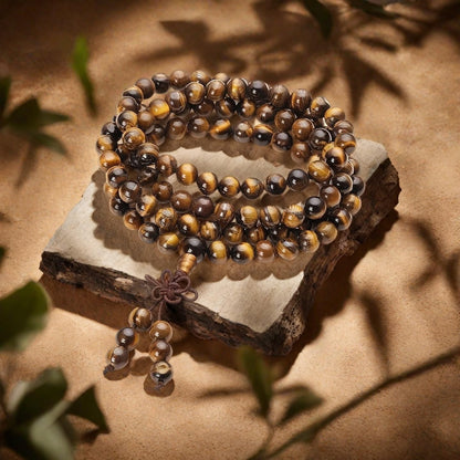 Handmade Mala Beads Bracelet 108 8mm Prayer Meditation Bracelet Sandalwood Elastic, Buddhist Beads, Prayer Mala Necklace for Men and Women Gifts