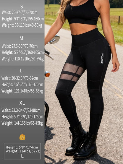 WOSAWE Women's Motorcycle Yoga Leggings with Removable Knee Pads Butt Lifting Cargo Pants