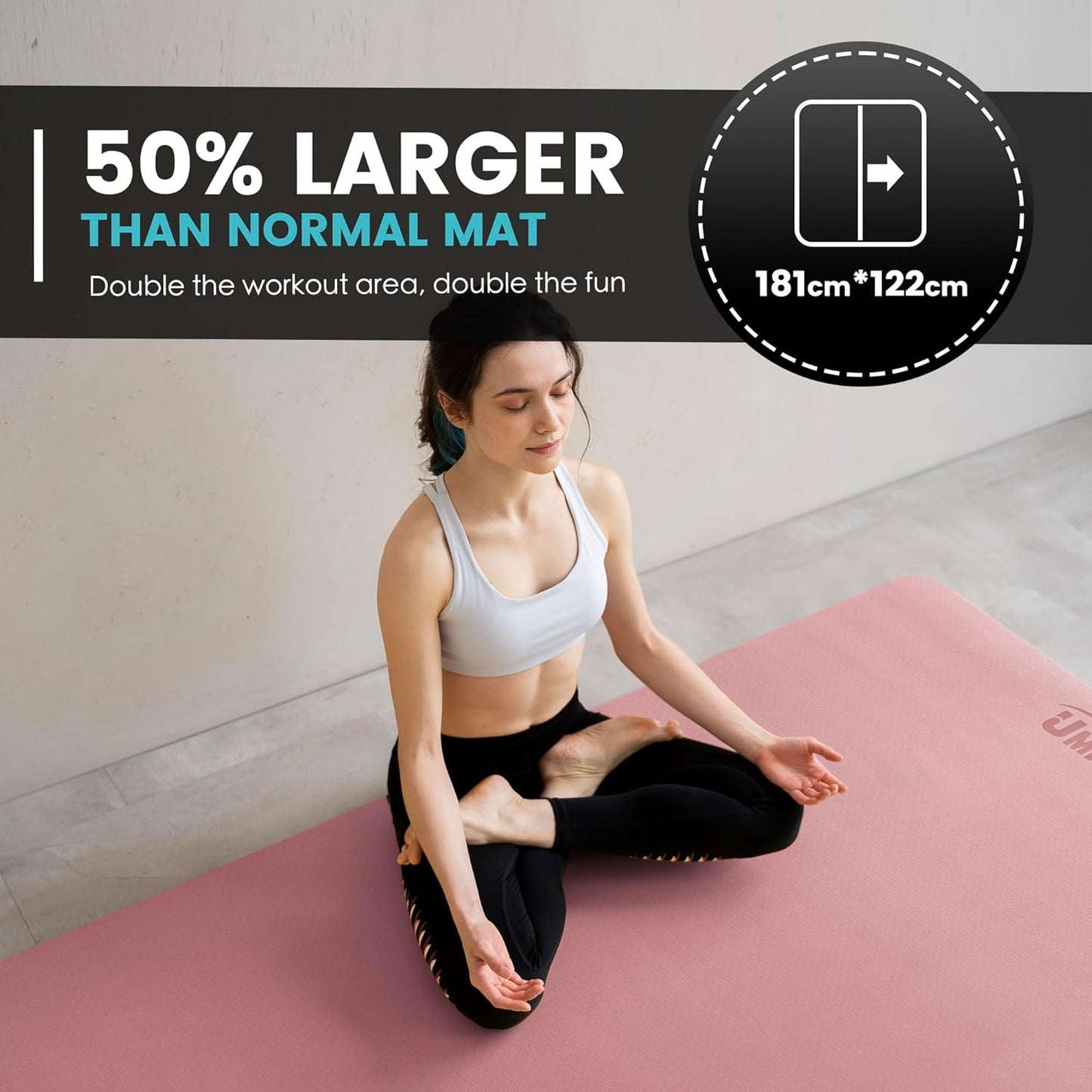 UMINEUX Large Yoga Mat for Men and Women 1/4 & 2/5 Inch Extra Thick TPE Fitness Mat for Home Gym Workout, Non-Slip, Eco Friendly Exercise Mat for Yoga, Pilates, Stretching, Meditation