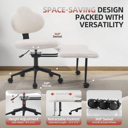 Ergonomic Cross Legged Chair, 360° Swivel Meditation Chair with Wheels, Height Adjustable Seat for Meditation, ADHD & Yoga, PU Leather Yoga Stool for Home Office, Black
