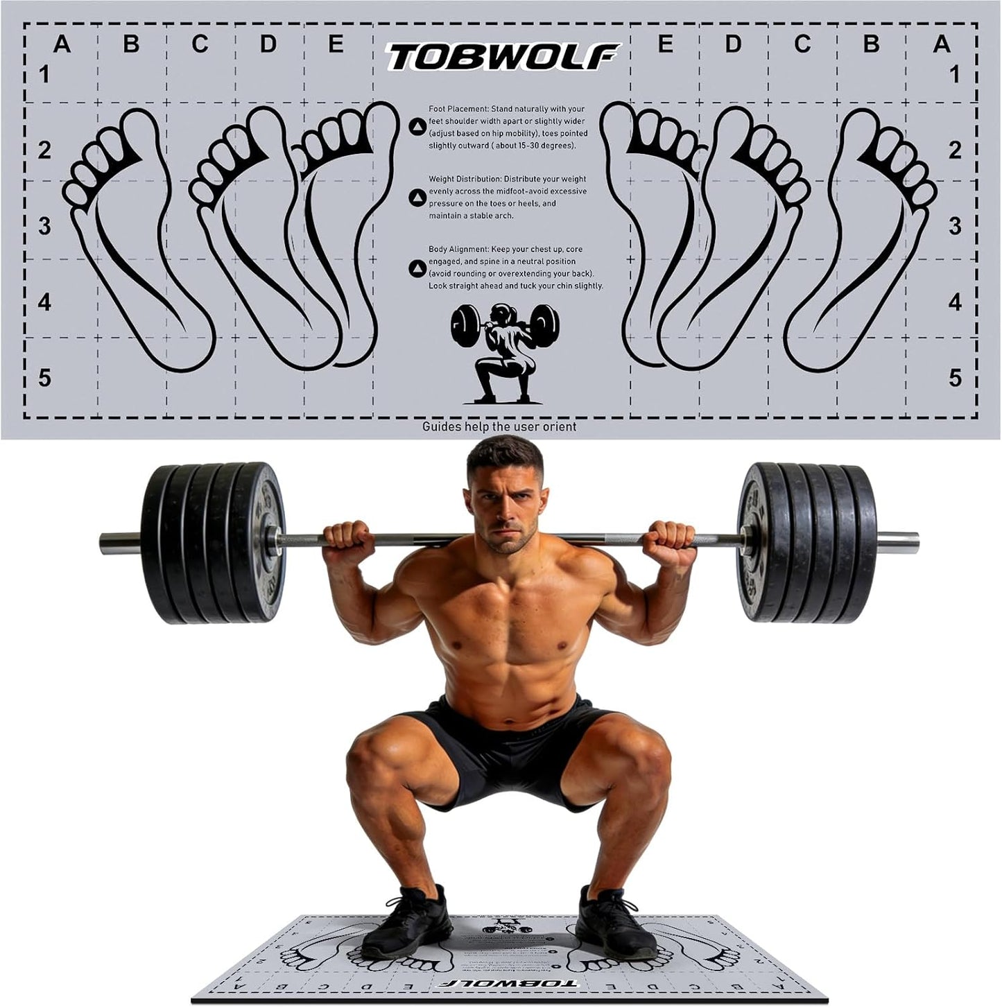 31.5'' X 13.8'' Non-Slip Squat Mat with Foot Position, Pro-Grade Exercise Mat Great for Squats, Leg and Lunges, Improving Muscle Activation, Versatility and Safety, Ideal for Home Fitness Enthusiasts