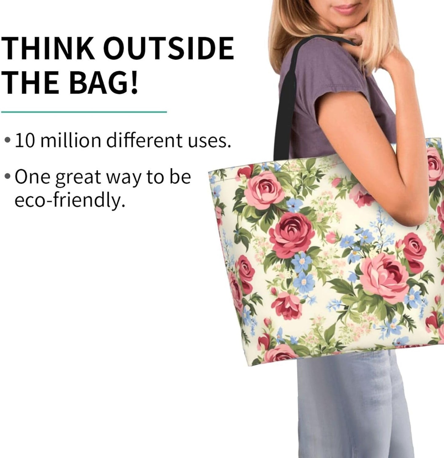 Tote Shoulder Bag Large Durable Reusable Eco-friendly Handbag Lightweight Stylish for Daily Use-19.7x15.7x5.9 Inch - Colors B