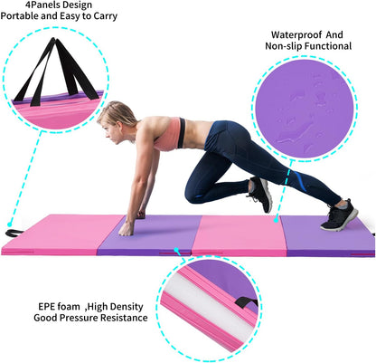 ZENOVA Gymnastics Mat 6'x3'x2''/4'x8'x2'' Exercise Mat Gym Mat for Home Aerobics Workout Foldable Tumbling Mat Children Gifts