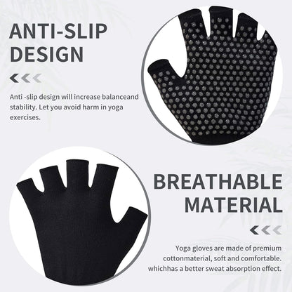 YL TRD V 2 Packs of Non Slip Fingerless Yoga Gloves Exercise Gloves Workout Gloves