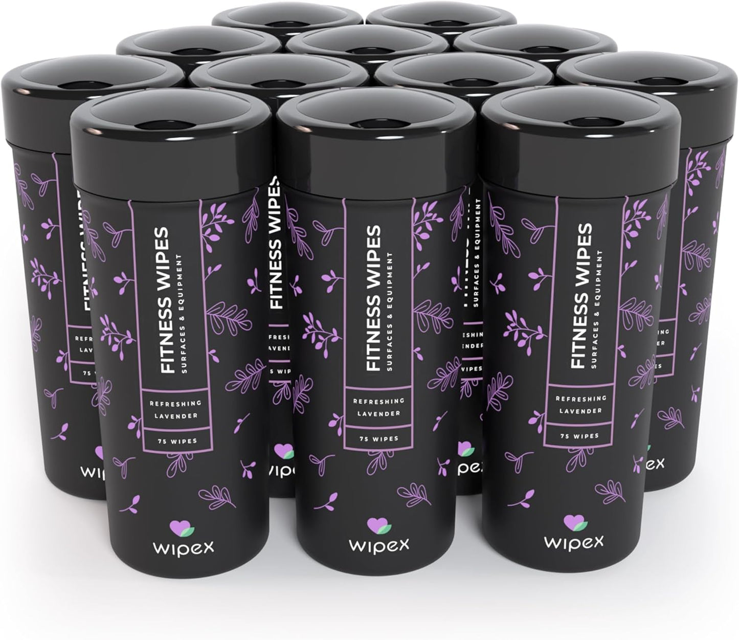 Wipex Yoga Mat Cleaner & Fitness Wipes - Natural Lavender & Vinegar Gym Equipment Cleaner - 75 Gym Wipes to Clean Yoga Mats, Spinning & Peloton Bikes, Weight Machines & Surfaces