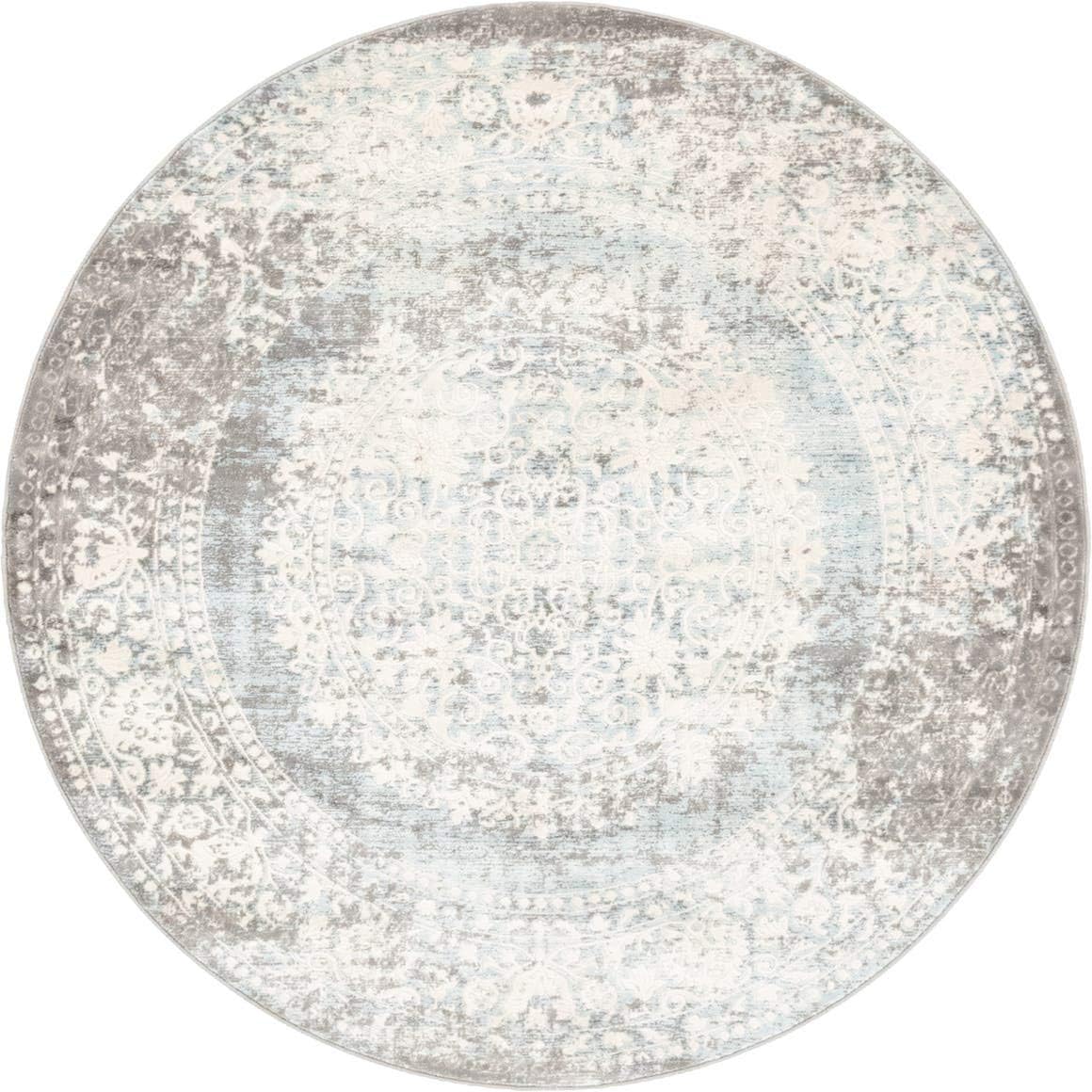 Unique Loom New Classical Collection Area Rug - Olwen (4'Round, Purple/ Gray)