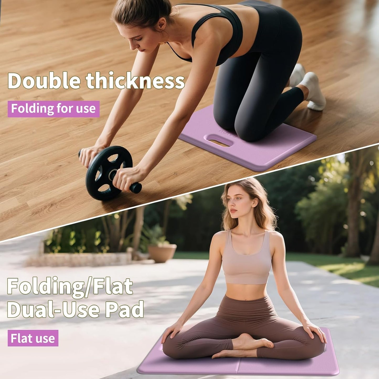 PAIDU Yoga Knee Pad - 1 Inch Thick with Extra Cushioning, Pain-Free for Knees, Elbows, Wrists and Back | Foldable and Multi-Functional, Suitable for Home Gym, Pilates, Plank, Abdominal Training Fitness Mat