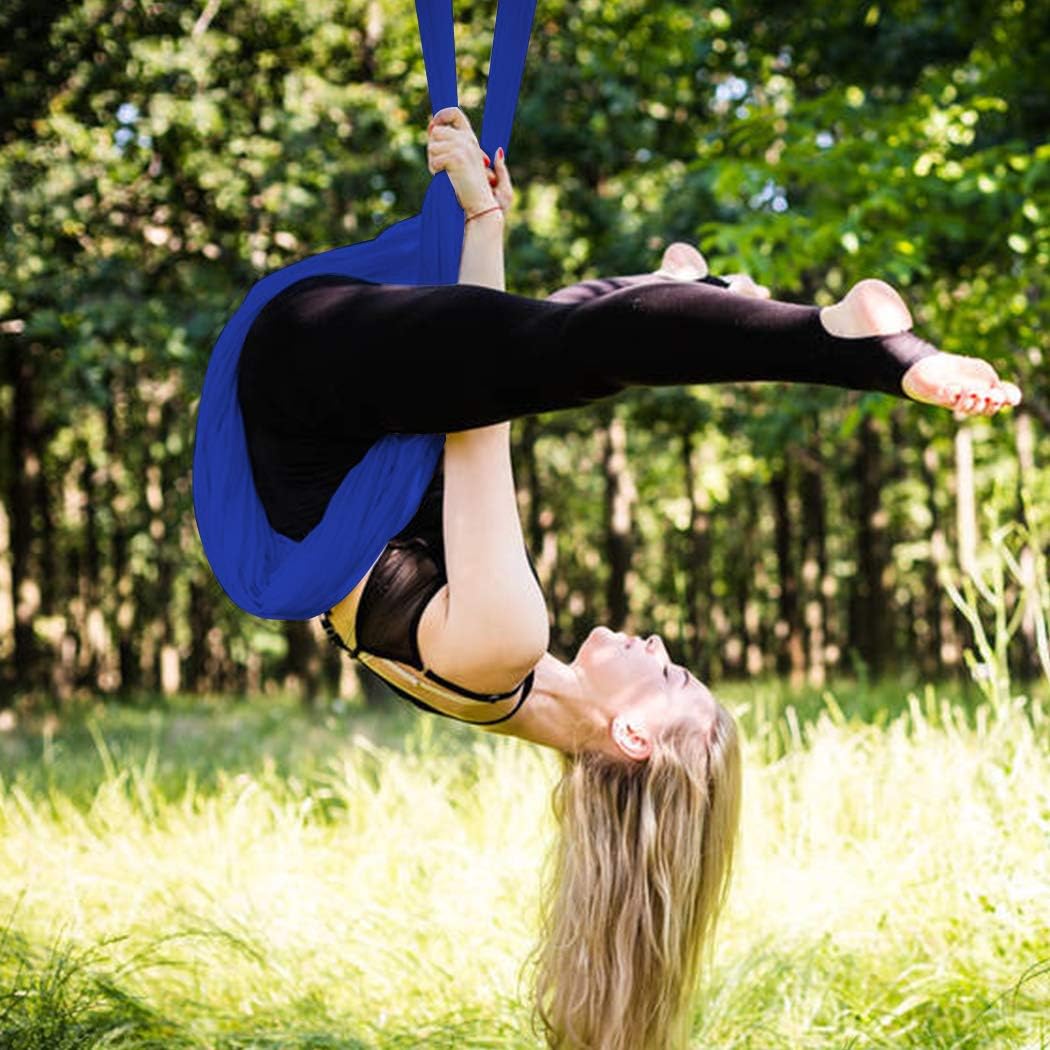 Aerial Yoga Swing Set with 2 Extension Straps - Anti-Gravity Aerial Yoga Hammock Sling for Inversion Exercises, Indoor Outdoor Home Gym Fitness Equipment