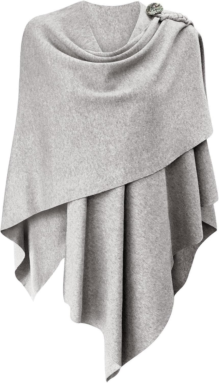PULI Womens Large Cross Front Poncho Sweater Wrap Topper Knitted Elegant Shawls Cape for Fall Winter