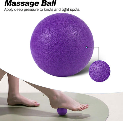 JOYENERGY 5 in 1 Foam Roller Set High Density Foam Roller Patented, Massage Stick, Massage Ball, Resistance Band for Deep Muscle Massage Pilates Yoga, Fitness for Trigger Point Release