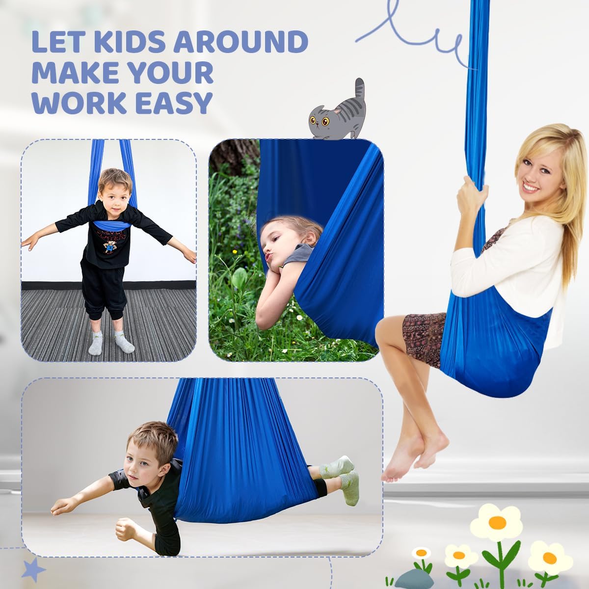 Aokitec Therapy Swing for Kids with Special Needs (Hardware Included) Snuggle Swing Cuddle Hammock Indoor Adjustable Aerial Yoga for Children with Autism, ADHD, Asperger, Sensory Integration