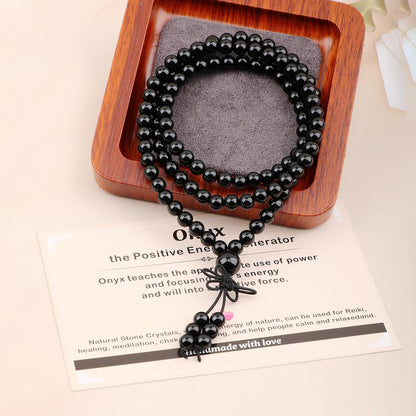 AD Beads 6mm 8mm 108 Prayer Mala Jasper Elastic Bracelet - Handmade Yoga Meditation Healing Power Energy Gifts for Unisex Adult.