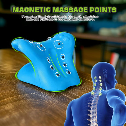 Neck Stretcher Cervical Traction Pillow with Magnetic Therapy Acupressure, Neck and Shoulder Relaxer for TMJ Pain Relief, C-Shaped Arch Design Chiropractic Pillow, Spine and Neck Corrector