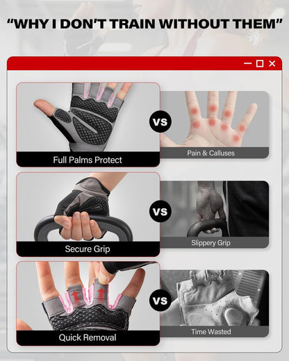 VINSGUIR Workout Gloves for Men and Women, Weight Lifting Gloves with Excellent Grip, Lightweight Gym Gloves for Weightlifting, Cycling, Exercise, Crosstraining, Pull ups, Fitness, Climbing and Rowing