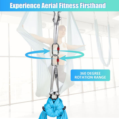 Aerial Silks Kit & Aerial Yoga Hammock - 11Yd Premium Fabric with Hardware - Easy Setup for Flying Yoga, Aerial Swing & Fitness - Supports Up to 14ft Rigging