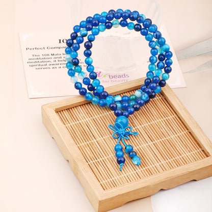 AD Beads 6mm 8mm 108 Prayer Mala Jasper Elastic Bracelet - Handmade Yoga Meditation Healing Power Energy Gifts for Unisex Adult.