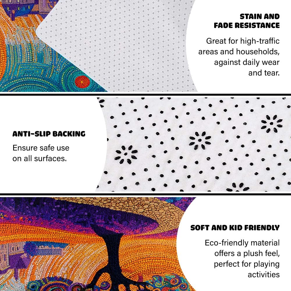 Tree of Life Area Rug – Bohemian Mandala Carpet for Living Room, Bedroom, Meditation Space, Yoga, Spiritual Home Décor – Large Soft Floor Mat for Indoor Decoration (TOL08)