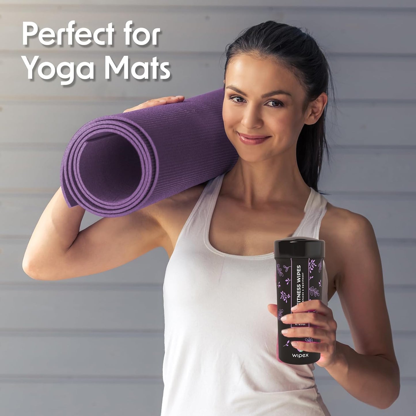 Wipex Yoga Mat Cleaner & Fitness Wipes - Natural Lavender & Vinegar Gym Equipment Cleaner - 75 Gym Wipes to Clean Yoga Mats, Spinning & Peloton Bikes, Weight Machines & Surfaces