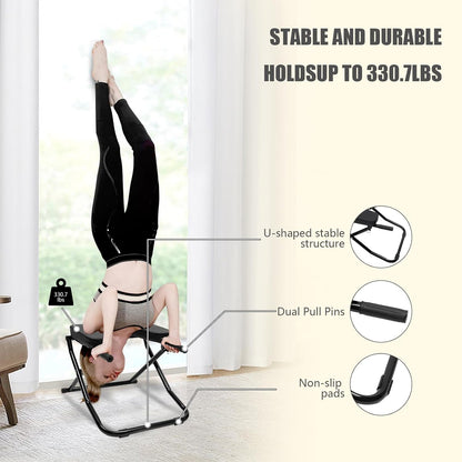 Foldable Yoga Headstand Bench, 330.7 LBS Capacity Multi-Functional Yoga Inversion Chair Feet Up Trainer Headstand Stool for Home Workout&Fitness&Gym