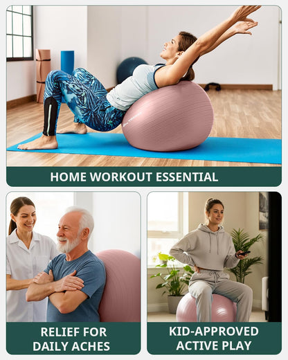 Trideer Exercise Ball Yoga Ball,Office Seating & Balance Ball Chair, Stability Ball for Pilates, Physical Therapy,Core Training & Balance Improvement & Stretching