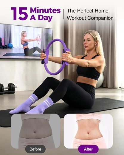 Home Pilates Essentials Kit for Women, Magic Circle Pilates Equipment Ring and Ball Set, Resistance Bands Workout Guide Video for 28 Day Pilates Challenge Starter Kit for Beginners