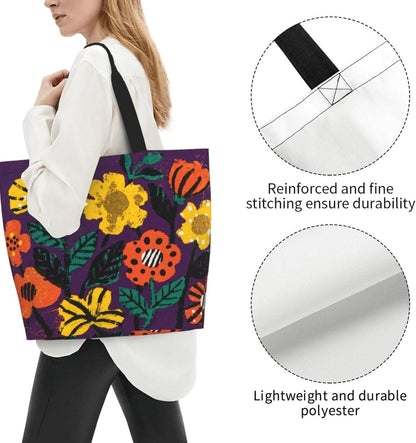 Tote Shoulder Bag Large Durable Reusable Eco-friendly Handbag Lightweight Stylish for Daily Use-19.7x15.7x5.9 Inch - Colors B
