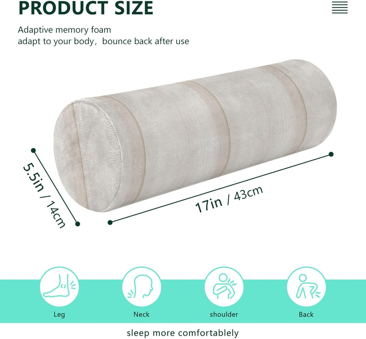Yoga Bolster Pillow Round Neck Roll Pillow Bed Round Pillow for Baby Cylinder Decorative Pillow Bolster Pillow Covers with Zipper Gold Stripe