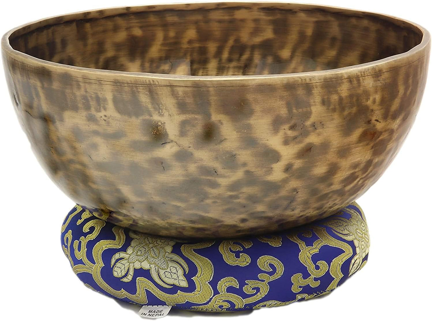 Tibetan Singing Bowl Set — 9 Inch Hand-Hammered Singing Bowl, 7 Metal Alloy, 2 Mallets, Silk Brocade Cushion and Carry Bag, Meditation Sound Bowl for Healing Chakra Yoga Mindfulness
