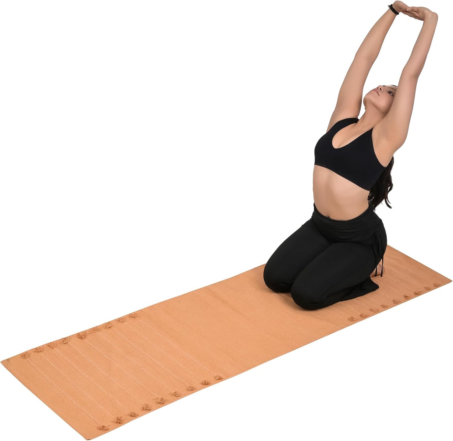 Sivi Herbal Organic Cotton Yoga Mat - Eco-Friendly Hand-Woven Non-Slip Rug - Thick & Comfortable (24”x72”x5mm) for Home Fitness & Yoga