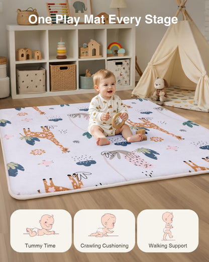 Large Thick Baby Play Mat for Floor,Padded Foam 59x79 Playpen Mat,Soft Support&Plush Feel Nursery Kids Rug,Non Slip for Toddler,Infants,Kids Playroom,Yoga,Baby Crawling,Tummy Time (Light Grey)