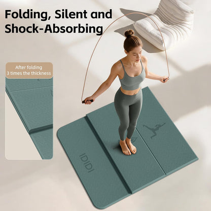 Extra Thick 10mm Foldable Yoga Mat, SGS Certified POE Non-Slip Mat, Multi-Purpose Exercise & Fitness Mats for Studio or Home