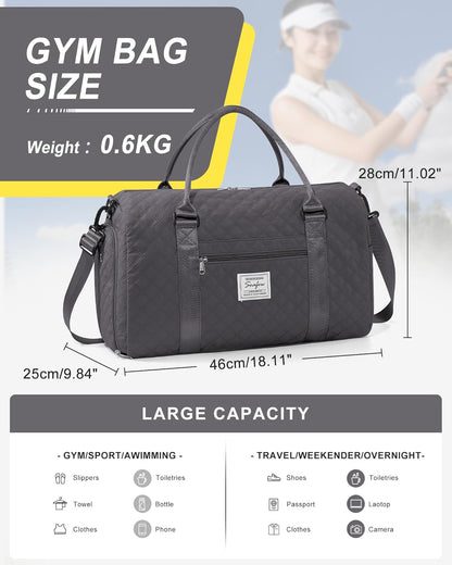 Gym Bag Womens Mens with Shoes Compartment and Wet Pocket Travel Duffel Bag for Women for Plane Sport Gym Tote Bags Swimming Yoga Waterproof Weekend Overnight Carry on Bag Hospital Holdalls - Colors B