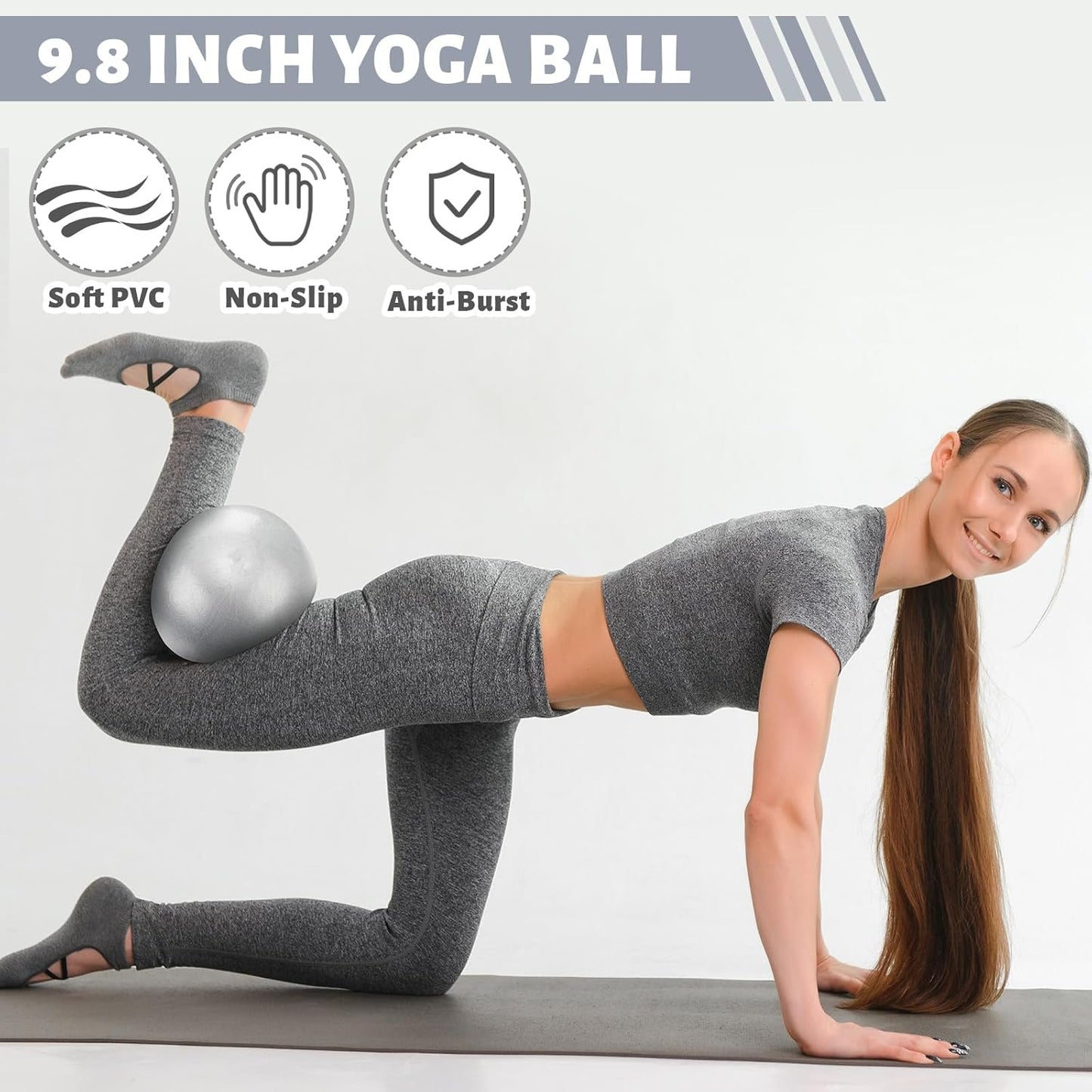 RoundFunny Pilates Ring Circle Set 18 Pcs Exercise Equipment Accessories for Women Workouts Pilates Ball Stretching Strap Magic Circle Yoga Ring Gym Back Bag Resistance Band Anti Slip Socks