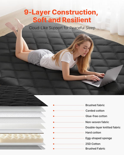 VEVOR Japanese Floor Mattress, Futon Mattress, 100% High Density Comfortable Foam, Foldable Tatami Mat with Storage Bag, Sleeping Pad for Camping Dormitory Yoga