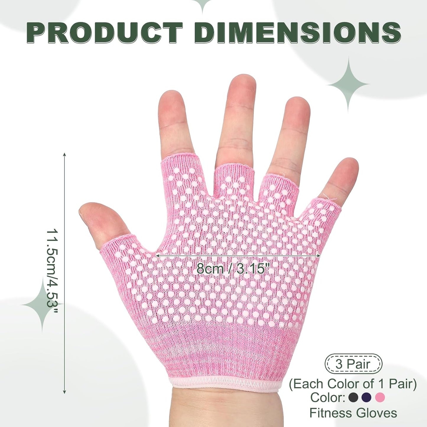 Yoga Gloves, Non Slip Fingerless Pilates Gloves Breathable Exercise Workout Mittens