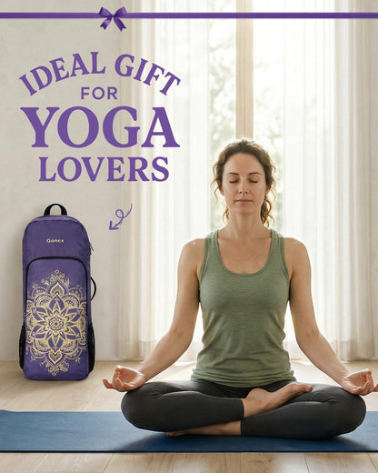 Gonex Yoga Mat Bag, 2 Carry Ways Yoga Backpack with Wet Compartment Metal Zippers for Women Men, Large Capacity Yoga Mat Carrier for Yoga, Gym, Travel
