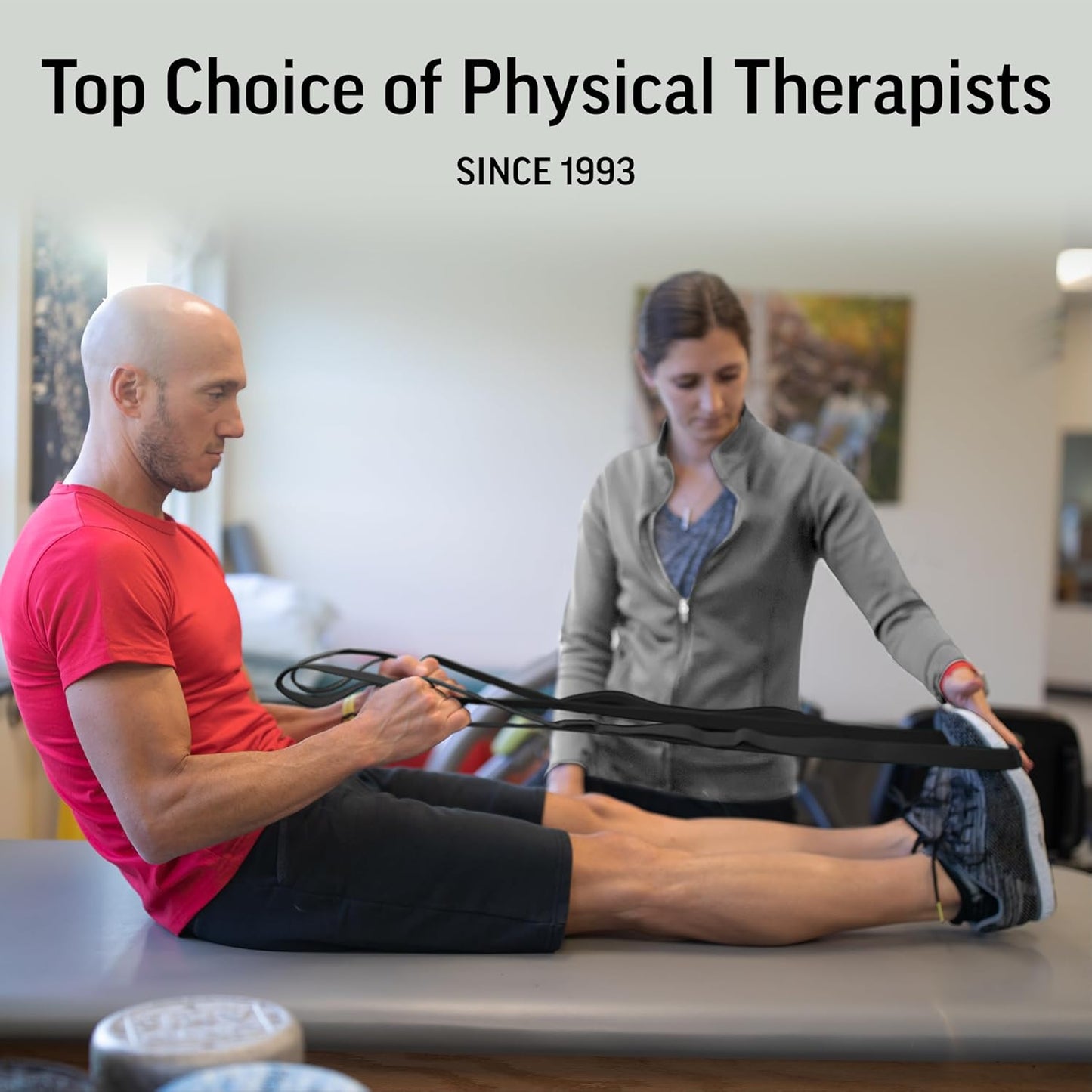 OPTP The Original Stretch Out Strap XL with Exercise Book, USA Made Stretch Out Straps for Physical Therapy, Yoga Stretching Strap or Knee Therapy Strap - Ten Loops, 7'5" Strap