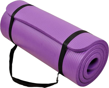 BalanceFrom Yoga Mat, 1-Inch Extra Thick High Density Exercise Mat, Anti-Tear Exercise Yoga Mat with Carrying Strap, Suitable for Various Yoga Exercises, Multiple Colors