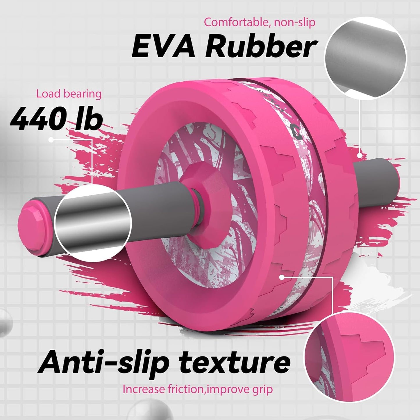 VINSGUIR Ab Roller Wheel, Abs & Core Workout Equipment for Home Gym with Knee Pad Accessories, Abdominal Wheel for Full-body Strength Training