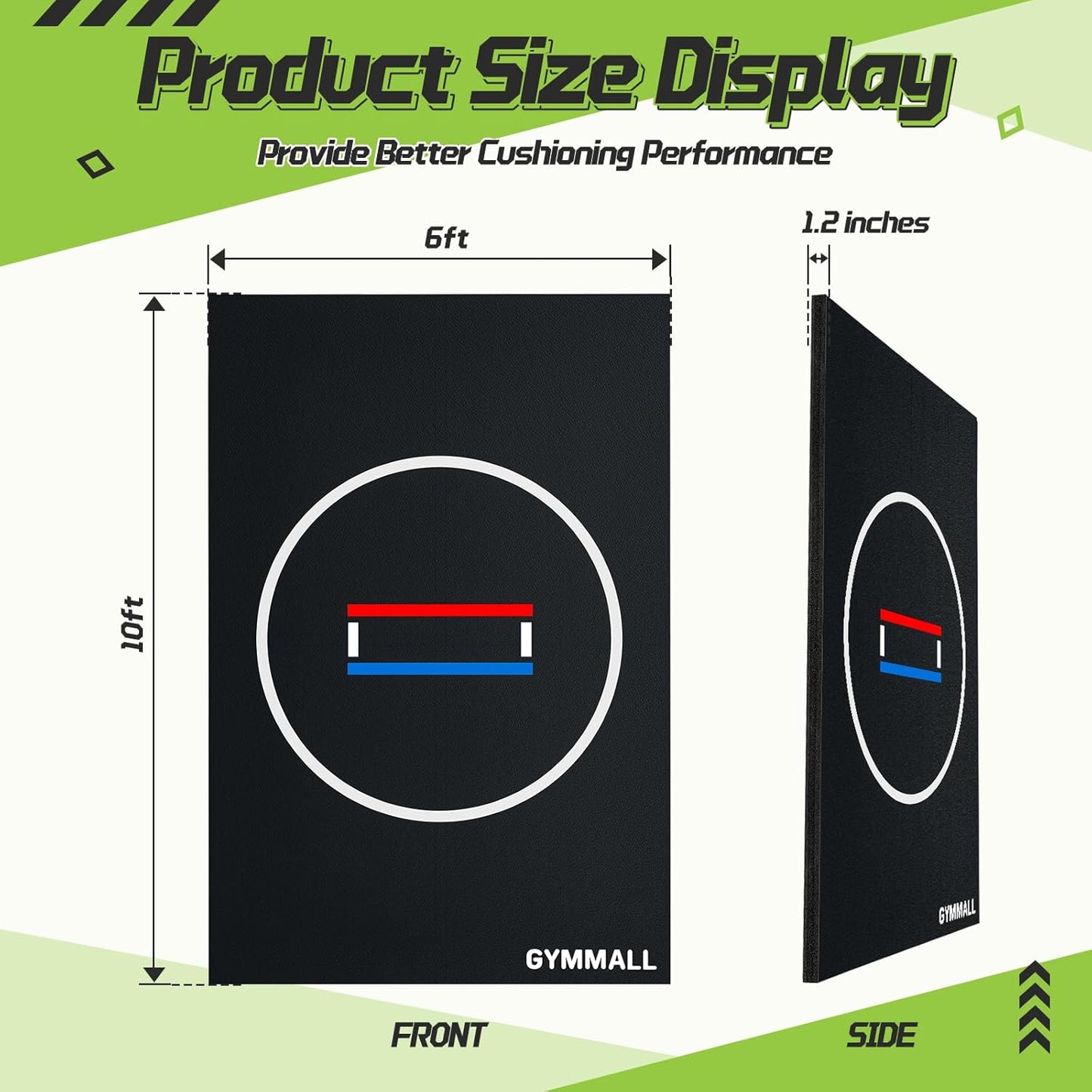 Wrestling Mat 10'x10'/6.6'x10' for Home Outdoor Indoor, 1.2" Thick Foldable XPE Jiu Jitsu Floor Exercise Mat for Gymnastics, PE Training, BJJ, MMA, Martial Art, Grappling, Judo, Boxing, Yoga
