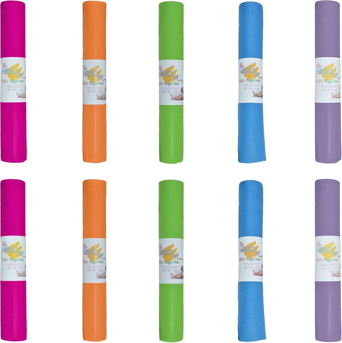 Kids Yoga Mats, 60" x 24" Exercise Mats, 4mm Non Slip Yoga Mat for Boys and Girls, Easy to Clean Kid's Workout Mat, 10 Pack