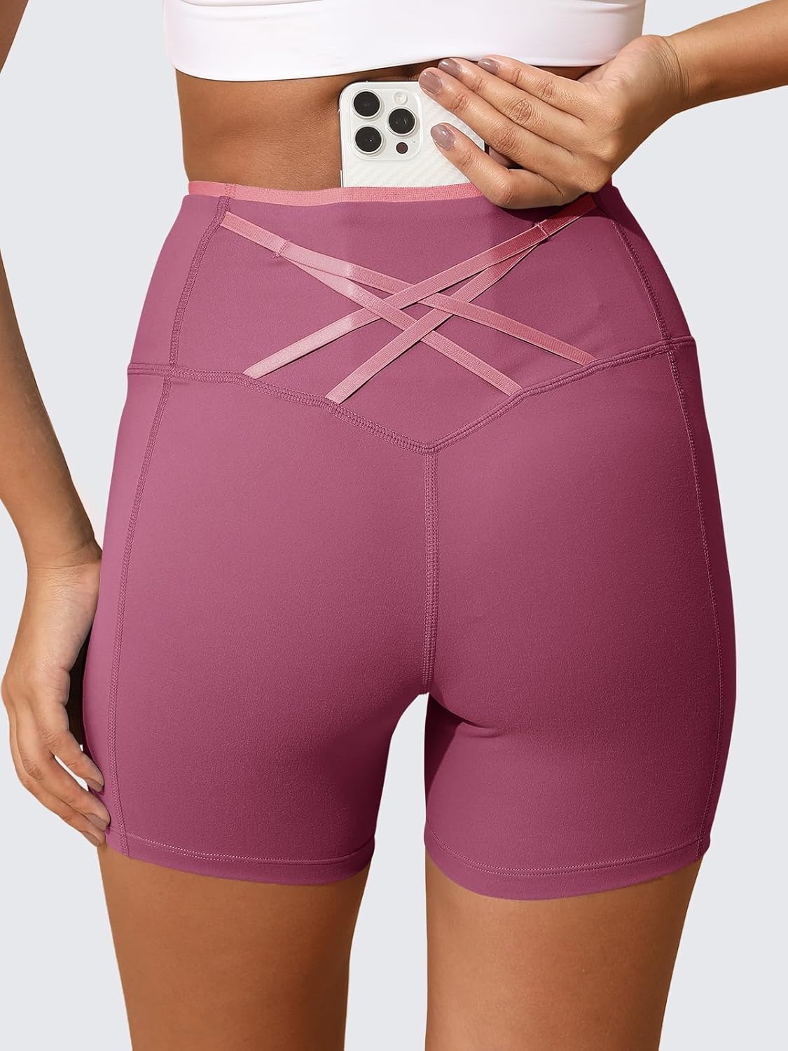 Aoysky Womens Workout Biker Shorts 5" Color Block High Waisted Yoga Athletic Shorts