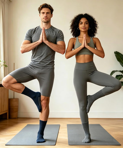 Non Slip Grip Socks for Men Women Crew Grippy Socks for Hospital Pilates Yoga,Gifts for Seniors Elderly